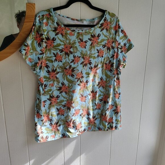 Floral Hawaiian Tee Shirt by Talbots. Ready for BBQ weather, 96% Cotton. XL - Picture 1 of 6